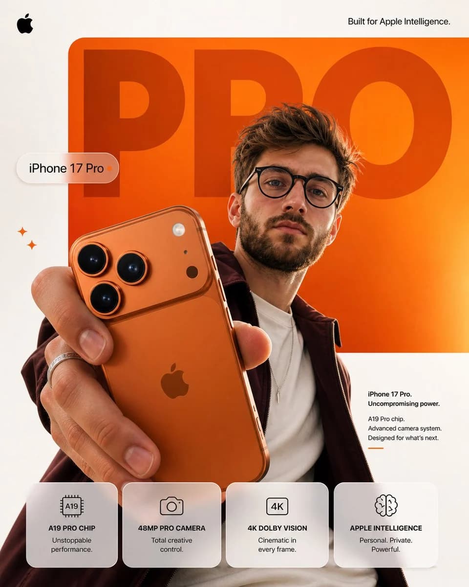 Minimalist Apple Aesthetic Phone Ad Poster Prompt