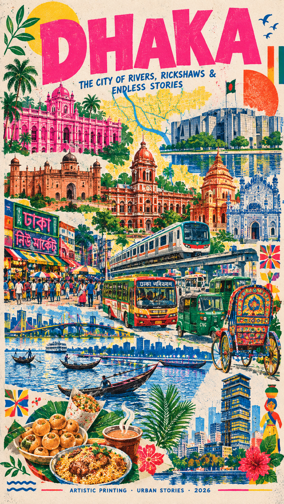 Dhaka Risograph Travel Poster